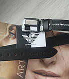 Чоловічий шкіряний ремінь з тисненням Armani чорний, фото 2
