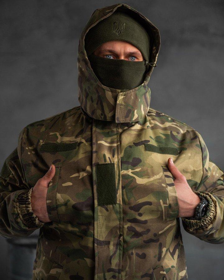 Тактическая куртка мультикам, военный бушлат водонепроницаемый с капюшоном на флисовой подкладке - фото 4 - id-p2069355393