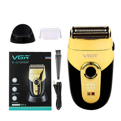 Електробритва Vgr V-383 шейвер для сухого та вологого гоління, Waterproof, Led Display, зарядна станція 207355