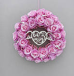 Декор на день святого Валентина. вінок з рожевих троянд 40 см, фото 2