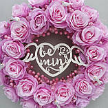 Декор на день святого Валентина. вінок з рожевих троянд 40 см, фото 4