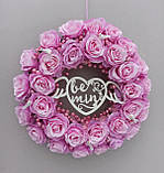 Декор на день святого Валентина. вінок з рожевих троянд 40 см, фото 3