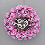 Декор на день святого Валентина. вінок з рожевих троянд 40 см, фото 5