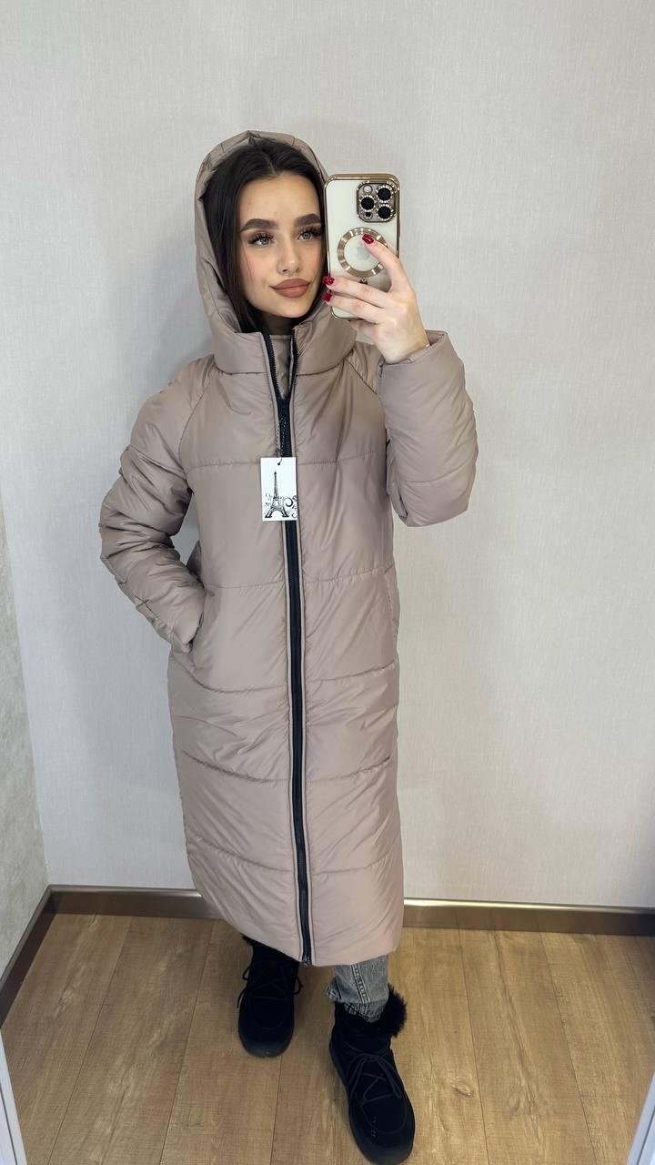 Жіноча зимова куртка-пальто з капюшоном, фото 1