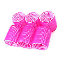 Бигуди для завивки волос с липучкой диаметр 44 мм упаковка 6 шт розовые