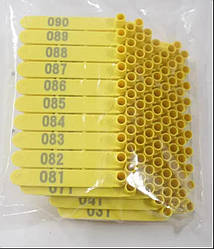 Вушна бірка номерна подвійна жовта 72×8мм жовта в уп 100 шт.Номерна