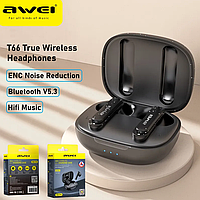 Беспроводные наушники для смартфона Awei T66 TWS Bluetooth 5.3 IPX6 ENC Черные SCC
