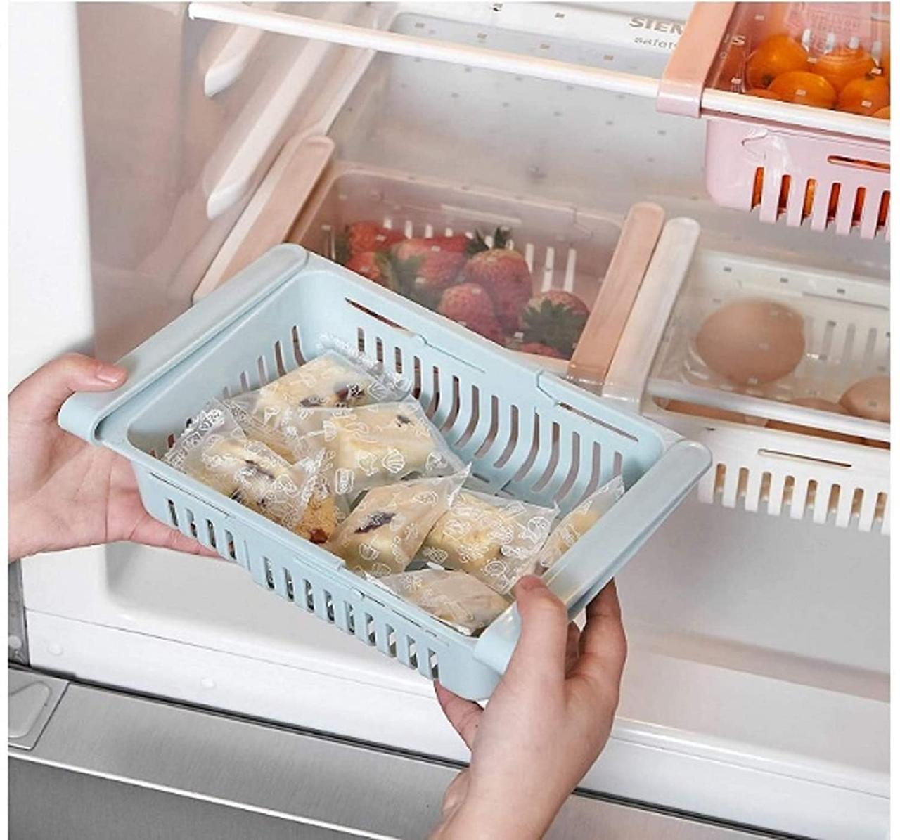 Розсувний пластиковий контейнер для зберігання продуктів у холодильнику storage rack