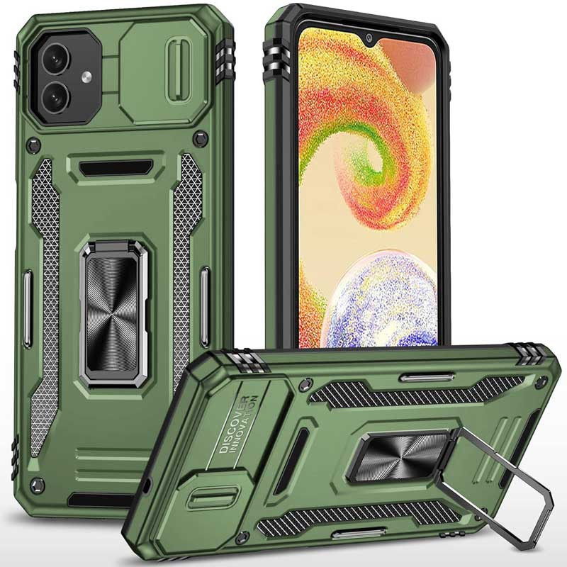 Протиударний чохол Camshield Army Ring для Samsung Galaxy A06 | Броньований з кільцем-підставкою Оливковий / Army Green, фото 1