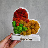 Серце з дерева на підставці з  стабілізованим мохом - подарунок на день святого Валентина дружині, дівчині, фото 6