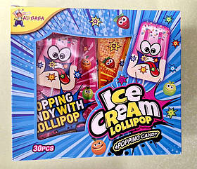 Льодяник на паличці Морозиво з вибуховою карамеллю 10 г 30 штук