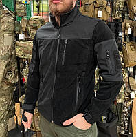 Мужская флисовая кофта Safari Tactical на молнии с Softshell вставками (Черный) S