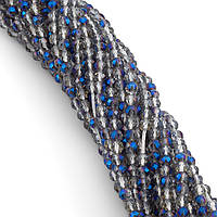 Бусины Шпинель, огранка круглая, размер 2мм, +-200шт., длина нити 37см, цвет Серо-синий АВ
