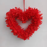 Червоне серце з червоного пір′я декор на день святого Валентина, фото 4