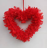 Червоне серце з червоного пір′я декор на день святого Валентина, фото 2