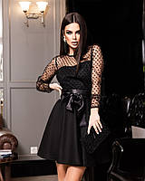Шикарне ошатне вечірнє плаття-костюм сітка. Прозорий кардиган і мідіплаття чорне. Розміри: 42,44,46