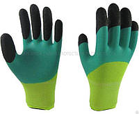 Перчатки рабочие стрейчевые нейлоновые с ПВХ покрытием 300# (Зеленые) 12пар