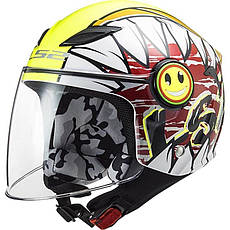 МОТОШОЛОМ ДИТЯЧИЙ ВІДКРИТИЙ LS2 OF602 FUNNY CRUNCH КОЛІР GLOSS WHITE H-V YELLOW