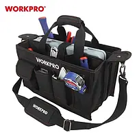 Сумка для инструмента WORKPRO 390x220x290мм органайзер, 14 карманов, с регулируемым плечевым ремнем WP281006