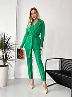 Женский стильный костюм-тройка зеленого цвета 25780 AA 46/48