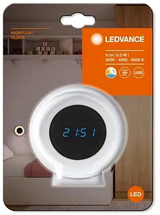 Нічник годинник на акумуляторі NIGHTLUX CLOCK WHITE 6X1 LEDV