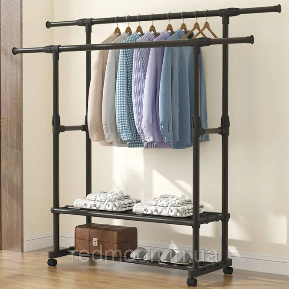 Вешалка для одежды телескопическая (155x76x42 см) Double Pole 8019-2F ...