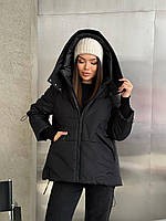 Женская теплая зимняя куртка черного цвета 25859 N 46/48