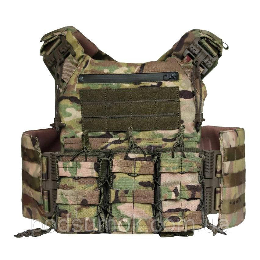 Плитоноска багатофунціональна 2ARMOR Cordura 1000 D під плити 30х25 см зі швидким скидом MultiCam