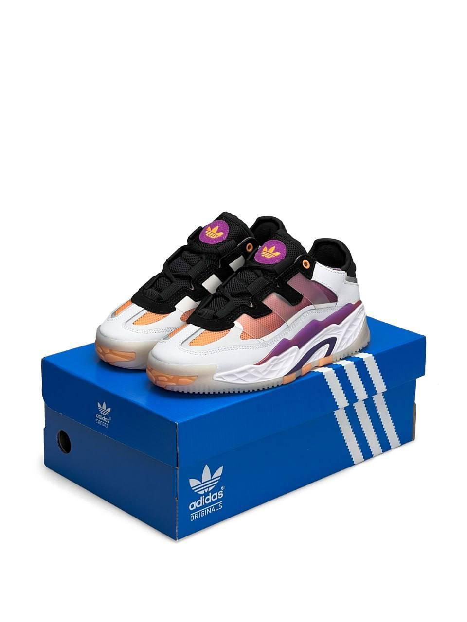 Жіночі кросівки Adidas Niteball White Black Pink W (Білі) Взуття Адідас Найтбол повсякденна шкіра демісезон