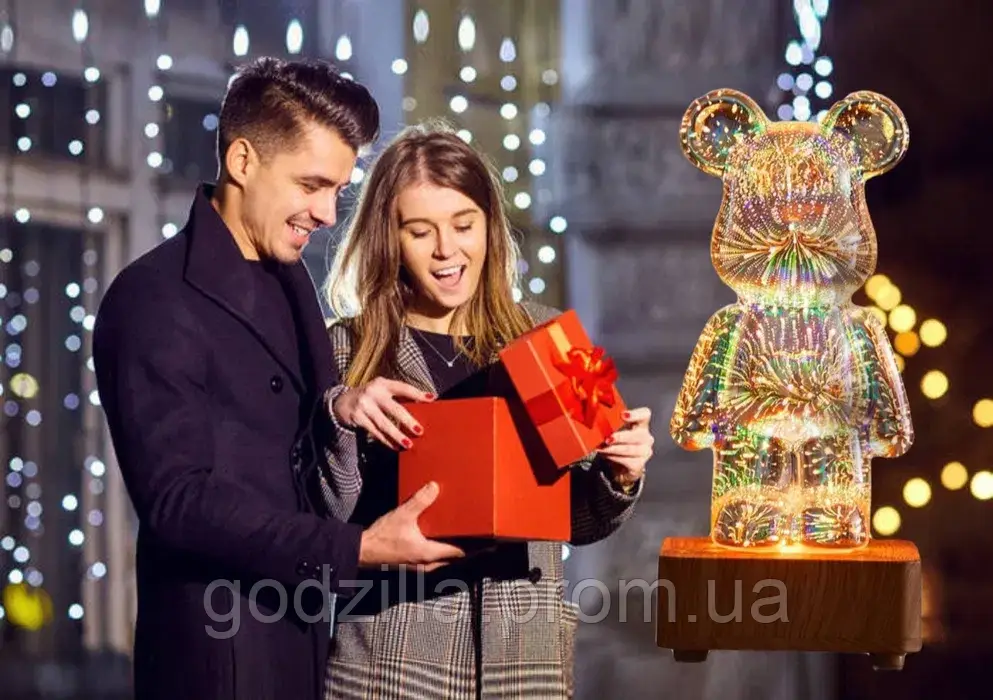 3D нічник Мишка світильник Bearbrick, фото 1