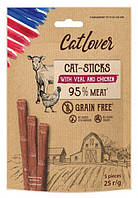 М'ясні ковбаски для кішок CatLover Sticks veal chicken з телятиною і куркою 5*5g