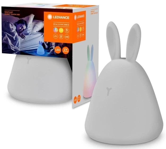 Нічник дитячий на батарейках NIGHTLUX RABBIT TOUCH USB RGBW LEDV