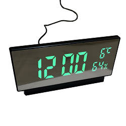 Годинник VST-897Y-4 дзеркальний, дата, температура, вологість, будильник, Чорний
