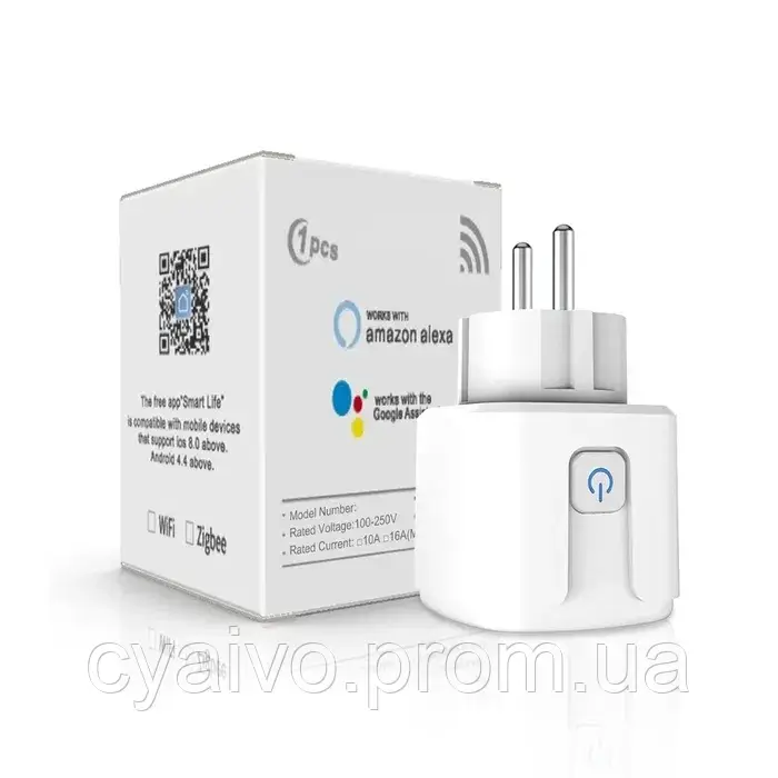 Умная розетка Tuya Smart WiFi 20А белая со счетчиком электроэнергии - фото 3 - id-p2069428895