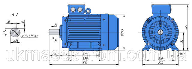 Электродвигатель АИР 132 М4 11 кВт 1500 об/мин