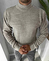 Стильний базовий демісезонний сірий чоловічий светр, молодіжний теплий чоловічий светр стійка