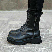 Женские повседневные ботинки Balenciaga Black Tractor Side-zip Boots (черные) высокие ботинки 6941 Баленсиага