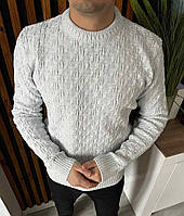 Модный базовый демисезонный серый мужской свитер, теплый мужской свитер эластичный круглый вырез горловины