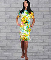 Жіноче плаття — футболка яскрава у квіти з коротким рукавом, плаття (туніка) жіноче з коротким рукавом