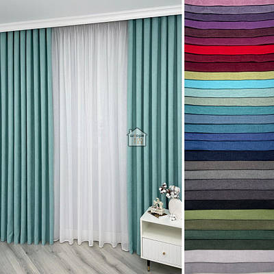 Штори мікровелюр тканина №21, світло-бірюзовий, в зал, спальню 2 штори