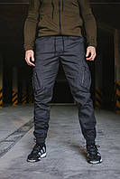 Топові чоловічі графітові спортивні штани стрейч котон, чоловічі комфортні темно-сірі спортивні штани