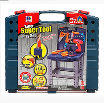 Дитячий ігровий набір інструментів QIALITY SUPER TOOL у валізі з механічним дрилем, 50 деталей.661-74, фото 4