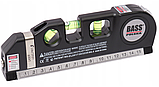 Нівелір, лазерний рівень із вбудованою лінійкою та рулеткою 4в1 Bass Polska 1464, фото 4