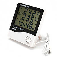 Термометр-гігрометр HTC-2 з годинником і виносним датчиком температури