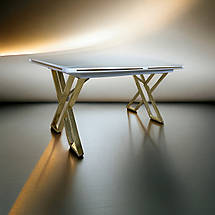 Стіл розкладний 160(200) см прямокутний обідній білий на золотих ніжках 160(200)х92х78  Леон-М, фото 2