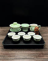 Чайная церемония с гайванью, керамика (чёрный) на 6 персон