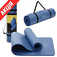 Коврик для фитнеса и йоги 4FIZJO NBR 180x60см Нескользящий каремат для гимнастики Мат для тренировок Navy Blue