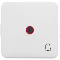 Клавіша з червоною лизной для 1-клавішних вимикачів зі знаком "Дзвоник" біла REGINA 13010105