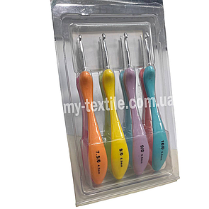 Набір гачків для в'язання, 8 шт./компл., 2,5-6,0 мм, ергономічні в'язання голки з м'якими кольоровими ручками