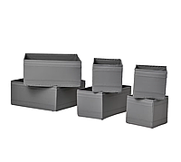 Набір коробок, набор коробок, коробки органайзери, темно-сірі, 6 ШТ ІКЕА SKUBB 403.999.98